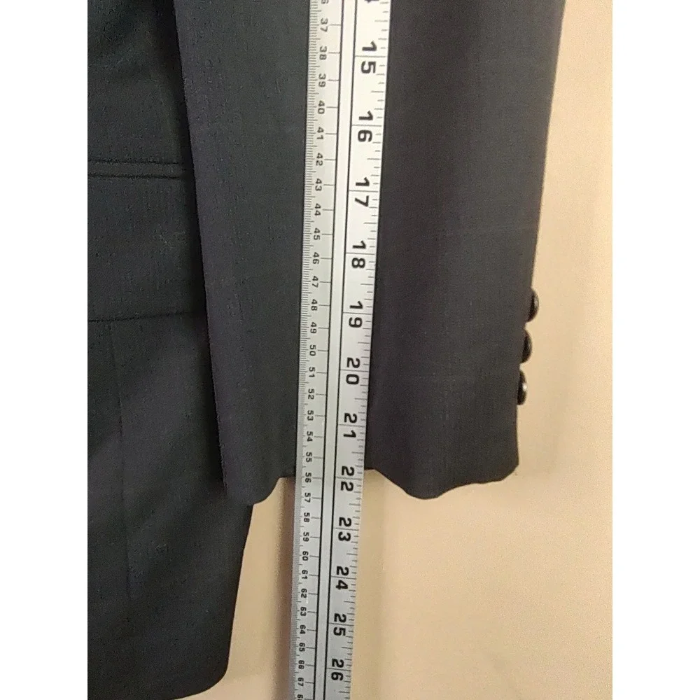 Oscar de la Renta Mens 42S Black Wool Cashmere Windowpane Blazer Sport Coat 3769